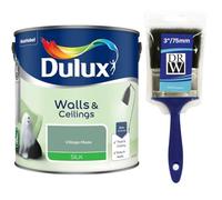 Village Maze & Ceilings Silk Emulsion Paint 2.5L + 3" Emulsion Paint Brush - Smooth Washable Silk Finish, Quick Dry, Low-VOC, Easy Application for Interior Walls & Ceilings