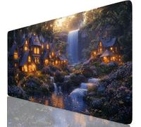 Village Mouse Mat 39.4x19.7x0.12 inches XXL Gaming Mouse Pad Fall Desk Mat, Desk Accessories with Non-Slip Base and Stitched Edge, Improved Precision and Speed Mousepad for Laptop, Office Work Y8-781