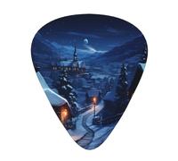 Village on a snowy day 12 Pack Guitar Picks Plectrums,4 pieces in each of 3 sizes, Suitable for a wide range of stringed instruments
