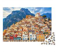 Village on Hillside 1000 Piece Positano Coastal Town Jigsaw Puzzle For Adults Thick Card Board Relaxation Difficult Game Gifts Great Gift Idea 38x26cm/1000pcs