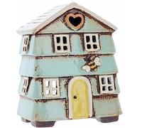 Village Pottery Aqua Blue Beehive House Tealight Holder