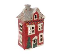 Shudehill Giftware Christmas Village Ceramic Tealight Houses, Red and White Xmas designs, plenty of designs to choose from (Dormer House)