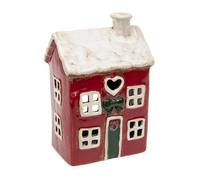 Village Pottery Christmas Heart House Tea Light Holder
