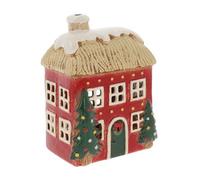 Village Pottery Christmas Thatched Roof House Tea Light Holder