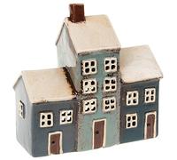 Village Pottery Grey/Navy 3 House Tealight