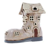 Village Pottery Large Boot House Tea Light Holder - Beige