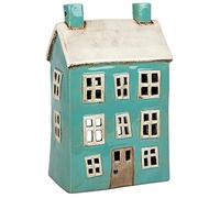 Village Pottery Large House Tealight Holder in Sea Green