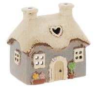 Village Pottery Mini Heart Cottage Tea Light Holder - Grey