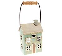 Village Pottery Small Pale Blue House Heart Tealight Lantern Holder