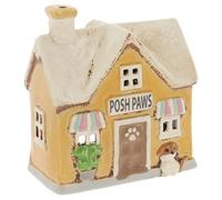 Village Pottery Small Yellow Posh Paws Grooming Parlour Salon Ceramic Tealight Holder