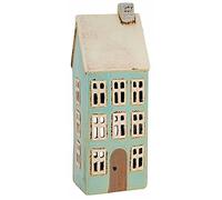 Village Pottery Tall Pale Blue House Tealight Holder