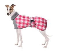 Village Quilted Dog Coat - Warm, Waterproof, Pink Plaid & Gray Fleece Inner, Winter Coat for Small to Large Dogs with Harness Hole