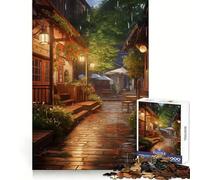 Village Rain Street Adult Jigsaw Puzzles 1000 Pieces Cognitive Workout Unwind Easily No Rough Edges Holiday Present (38x26cm)
