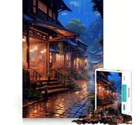 Village Rain Street Jigsaw for Teenagers 1000 Pieces Mental Improve Play Uniform Size Precise Pieces Family Fun Night Activity (50x75cm)