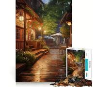 Village Rain Street Jigsaws for Adults1000 Pieces Brain Memory Game Fine Cut Premium Finishing Engaging Way to Pass Free Hours (38x26cm)