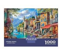 Village Scene 1000 Piece Jigsaw Puzzles Coastal Town by Sea Adults Aged 12 And Above Educational Games Home Decoration Challenge High Difficulty Birthday Gifts 38x26cm/1000pcs