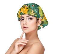 Village Scenery Print Satin Silk Bonnet for Sleeping Women, Adjustable Double Layer Satin Hair Bonnet Night Sleep Cap for Curly Hair