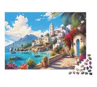 Village Sea Mountain Jigsaw Puzzle 500 Pieces for Adults | 52x38cm Premium Cardboard, Double Sided HD Print, Precision Cut Tight Fit, Dust Free, Stress Relief, Home Decor Gift