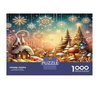 Village Snow Star 1000 Pieces Jigsaw Puzzle Festive Winter Wonder Jigsaw Puzzle Set Premium Cardstock Decompression Wall Decoration Gifts Women Men Cognitive Development Puzzle 38x26cm/1000pcs