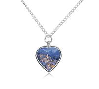 Village Snowy Mountain Heart Silver Pet Urn Necklace Memorials Funerary Ashes Classic Pendant for Dog Cat Lover