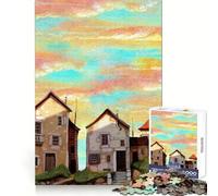 Village Sunset Adults 1000 Piece Jigsaw Puzzle Analytical Skill Soft Distraction Tight Join Cozy Xmas Gift (50x75cm)