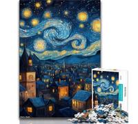 Village Under The Night Sky Jigsaw Puzzles for Adults,Challenging To Complete But Fun And Humorous Birthday Present,Gifts,Wall Art 75x50cm