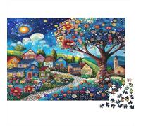 Village Under Tree Puzzle 1000 Pieces Recycled Paper for Adults Puzzle for Adults Educational Game Challenge Fun Home Present Great Gift for Kids Age 12 Years Up 70x50cm/1000pcs