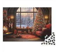 Village Wooden Jigsaw Puzzle for Adults Fun 1000 Piece Winter Themes Home Decoration Toy Intellectual Game Stress Relief Toy Education Game Challenge Educational