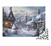 Village Wooden Jigsaw Puzzles for Adults Fun 1000 Pieces Winter Themes Toy Intellectual Game Stress Relief Toy Education Game Home Decoration Premium & Durable (1000pcs (75x50cm))