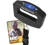 Villageboom Digital Luggage Scales with Practical Strap - Luggage Scales up to 50 kg with Large Display & Tare Function - Includes 2 × AAA Batteries for Long Running Time - Supports Solar Projects in