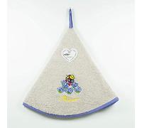 Villages de Provence Hand Towel Lavandière - Round with Clip - Mole - Embroidered Patterns - 100% Cotton - Ø 65 cm in diameter - Kitchen or Bathroom - Machine Washable