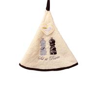 Villages de Provence Hand Towel Sel et Poivre - Round with Clip - Ecru - Embroidered Patterns - 100% Cotton - Ø 65 cm in diameter - Kitchen or Bathroom - Machine Washable