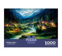 Villages Puzzles for Adults 1000 Pieces in Vibrant Colours Jig Saws Mountain Stream for Cognitive Stimulation in Team Building Games 70x50cm/1000pcs