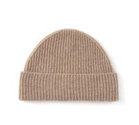Villand 100% Cashmere Ribbed Cuffed Hat for Men, Ultra-Soft Men's Pure Cashmere Winter Ski Beanie (Camel)