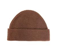 Villand 100% Cashmere Ribbed Cuffed Hat for Men, Ultra-Soft Men's Pure Cashmere Winter Ski Beanie (Coffee)