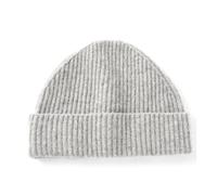Villand 100% Cashmere Ribbed Cuffed Hat for Men, Ultra-Soft Men's Pure Cashmere Winter Ski Beanie (Light Grey)