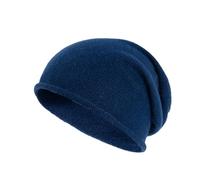 Villand 100% Cashmere Slouchy Beanie Hat for Women, Knitted Ladies Soft Warm Cashmere Skull Beanies Cap (Navy)