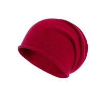 Villand 100% Cashmere Slouchy Beanie Hat for Women, Knitted Ladies Soft Warm Cashmere Skull Beanies Cap (Red)