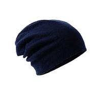 Villand 100% Merino Wool Beanie Hat for Women and Men with Gift Bag, Double-Layered Ski Cap, Knitted Wool Hat for Winter (Navy Blue)