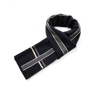 Villand Luxurious Mens Striped Merino Wool Scarf - Gift Box Wrapped Winter Soft Warm Thick Knitted Neckwear for Men (Navy Blue)