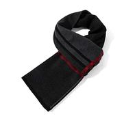 Villand Luxurious Mens Striped Merino Wool Scarf - Gift Box Wrapped Winter Soft Warm Thick Knitted Neckwear for Men (Light/Dark Grey)