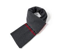 Villand Luxurious Mens Striped Merino Wool Scarf - Gift Box Wrapped Winter Soft Warm Thick Knitted Neckwear for Men (Beige/Grey)