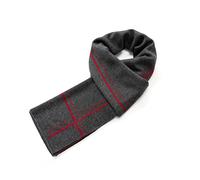 Villand Luxurious Mens Striped Merino Wool Scarf - Gift Box Wrapped Winter Soft Warm Thick Knitted Neckwear for Men (Dark Grey)