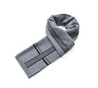 Villand Luxurious Mens Striped Merino Wool Scarf - Gift Box Wrapped Winter Soft Warm Thick Knitted Neckwear for Men (Cadet Grey)