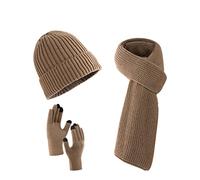Villand Scarf Beanie Golves Set for Women and Men with Gift Bag, Khaki
