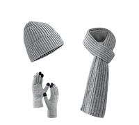 Villand Scarf Beanie Golves Set for Women and Men with Gift Bag, Light Grey