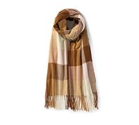 Villand Women's Wool Scarf - Winter Warm Checked Scarves for Women, Large Soft Thick Shawls and Wraps with Gift Box (Camel Check)