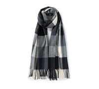Villand Women's Wool Scarf - Winter Warm Checked Scarves for Women, Large Soft Thick Shawls and Wraps with Gift Box (White & Black Check)