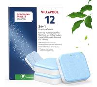 VILLAPOOL 2-Phase 12X17g Descaling Tablets Compatible with JURA Coffee Machines, Powerful Descaler Tablets for Limescale Removal, Extend Machine Life & Improve Coffee Taste，,12 Count