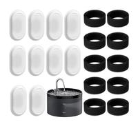 VILLAPOOL 20 cat water fountain filters,10Pcs Activated Carbon pet water fountain filters and 10Pcs Foam Filter for 3.2L/2L Cat Water Fountain,Triple Filtration High efficiency pet fountain filters